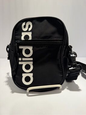 adidas Black Mini Crossbody Bag with White Logo